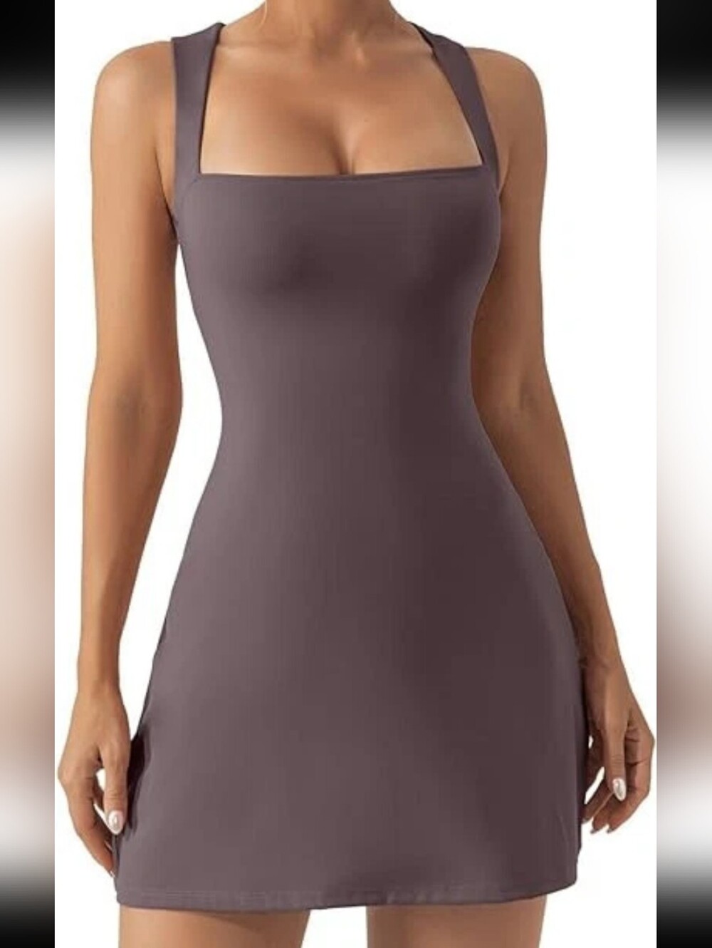 Qinsen• Slate Gray/Purple Sleeveless Mini A-Line Dress. Sz 4